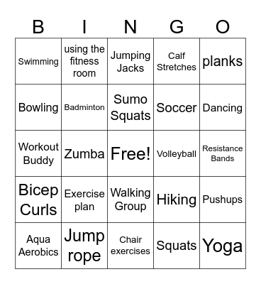 The Healthy Bingo game Bingo Card