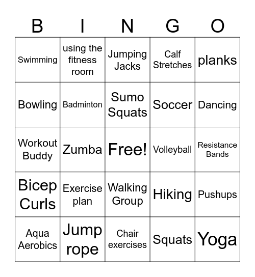 The Healthy Bingo game Bingo Card