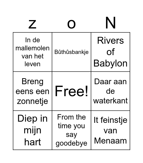 Muziek bingo Card