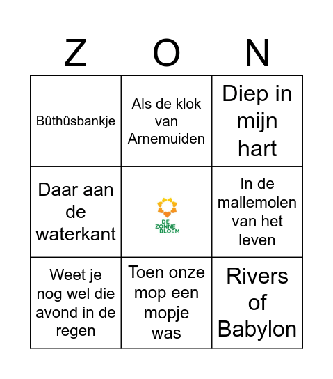 Muziek Bingo Card