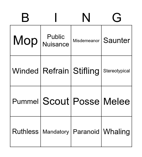 2nd Half Bingo card Bingo Card