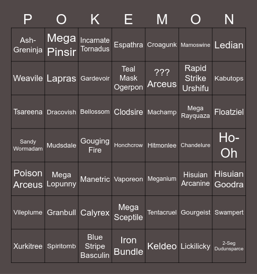 Poke-Bingo Card