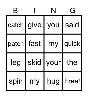 Lex on the run Bingo Card