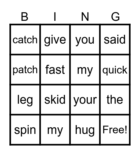 Lex on the run Bingo Card