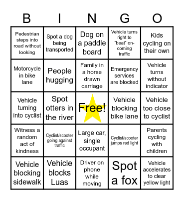 Transportation Bingo (Car edition) Bingo Card