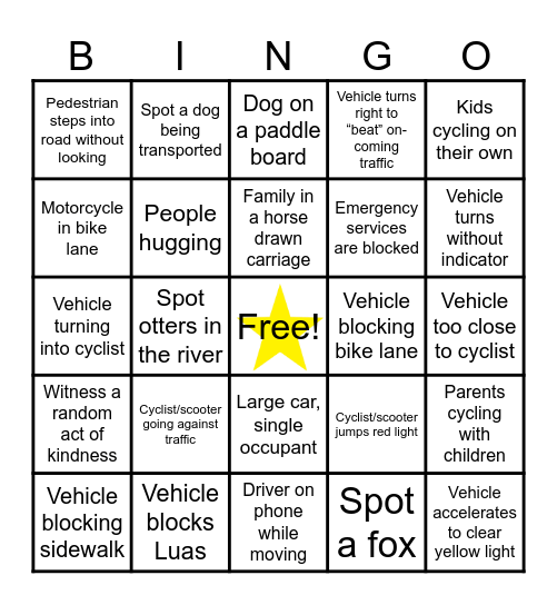 Transportation Bingo (Car edition) Bingo Card