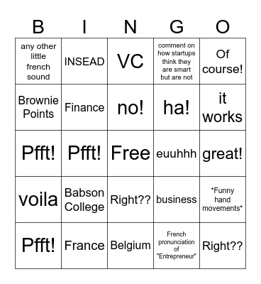 Benoit Bingo Card