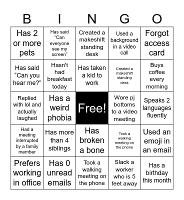 FIND SOMEONE WHO... Bingo Card