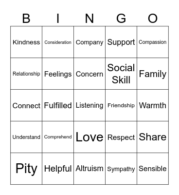 EMPATHY Bingo Card