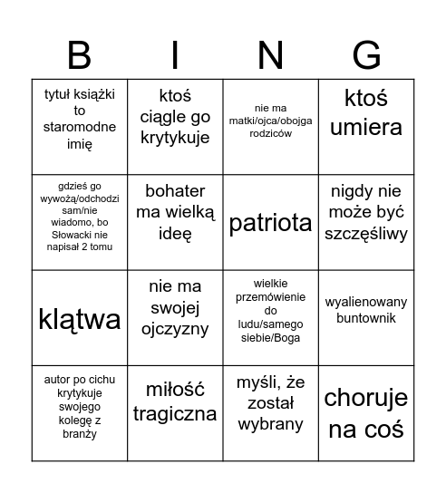 Romantyczne bingo Card