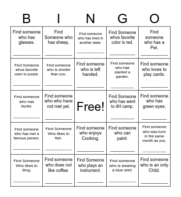 Find Someone Who Bingo Card
