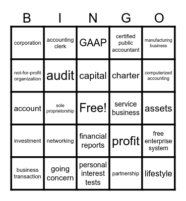 Accounting Bingo Card