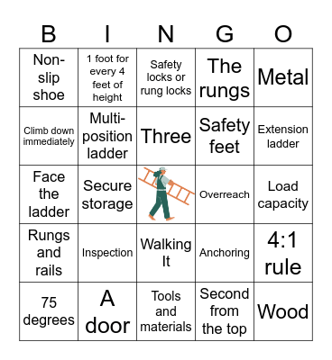 Ladder Safety Bingo Card