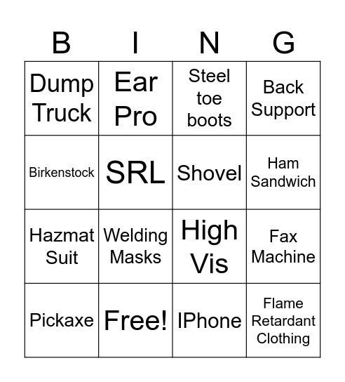 PPE Bingo Card