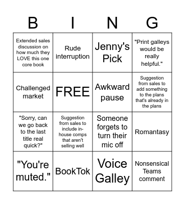 Sales Conference Bingo Card