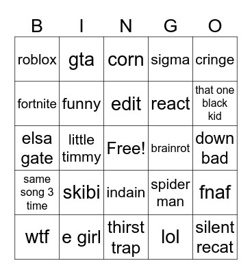 yt short Bingo Card