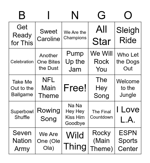 SINGO! Sports Edition Bingo Card