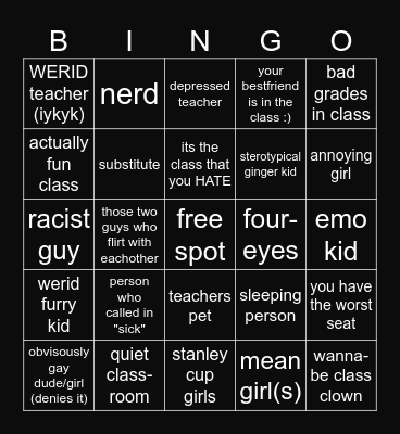 I SPY (school version!) Bingo Card