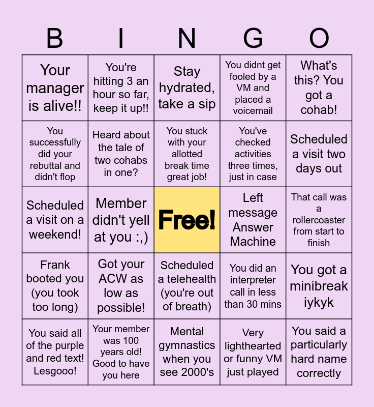 Microsoft Teams Monday Bingo Card