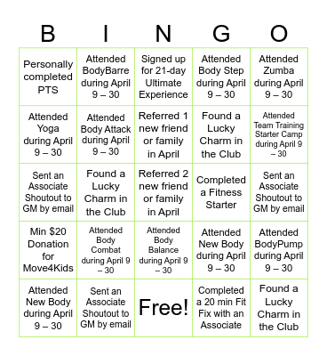 45th Anniversary & Move4 Kids BINGO Card