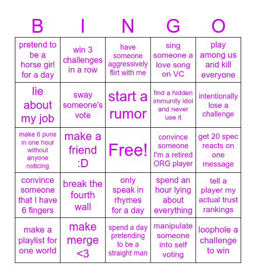 One World Bingo Card