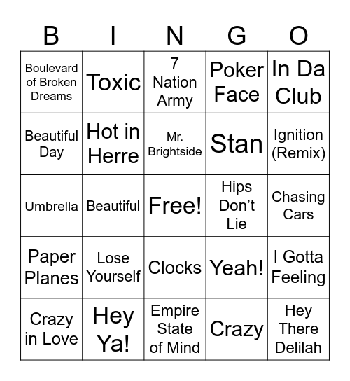 Bastilas 2000s Bingo Card