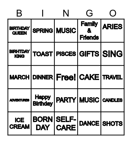 MARCH BIRTHDAY Bingo Card