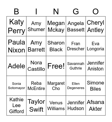 International Women's Day Bingo Card