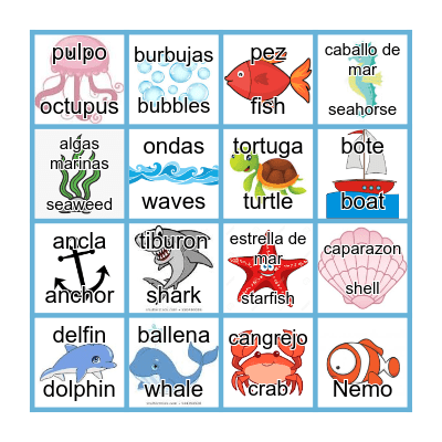ocean Bingo Card