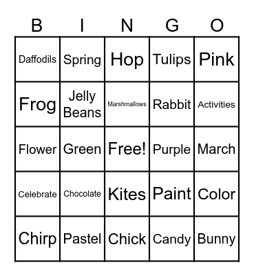 Arrowhead Easter Bingo Card