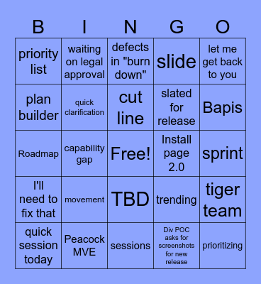 XOE Product Call Bingo Card