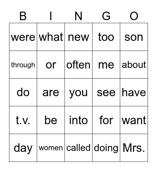 46 Bingo Card