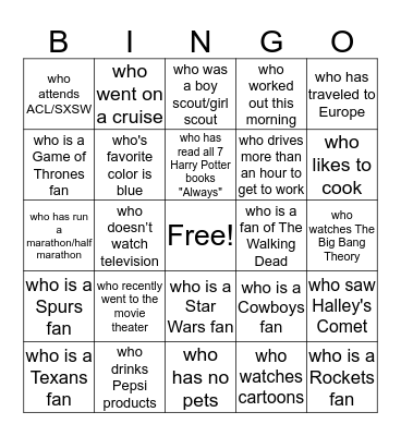 Bingo! Bingo Card