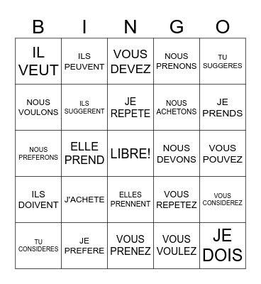 spelling change verbs Bingo Card