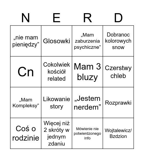 nord shaw bingo Card