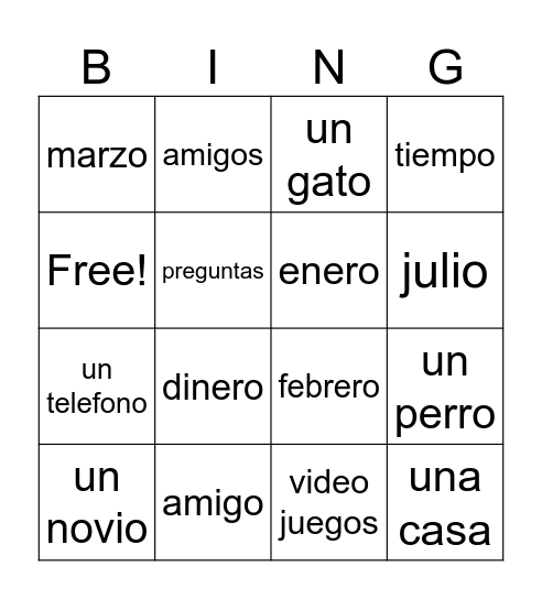 YO TENGO Bingo Card