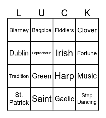 SAINT PATRICK'S DAY Bingo Card