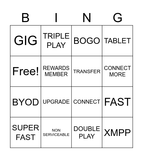 REV NATION BING Bingo Card