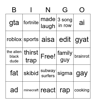 yt bingo v232 Bingo Card