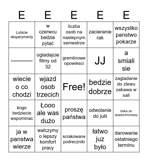 Gremlin Bingo Card