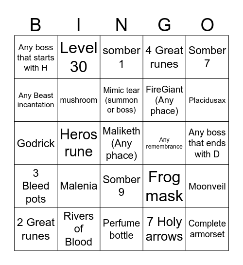 elden bingo Card