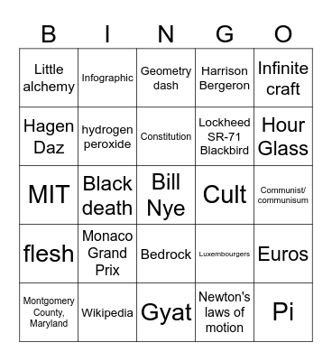 Lockout Bingo Card