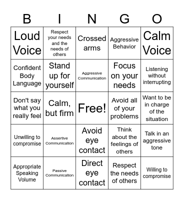 Communication Styles Bingo Card