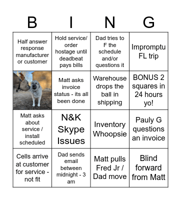 BING ROUND VI Bingo Card