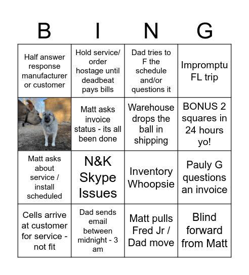 BING ROUND VI Bingo Card