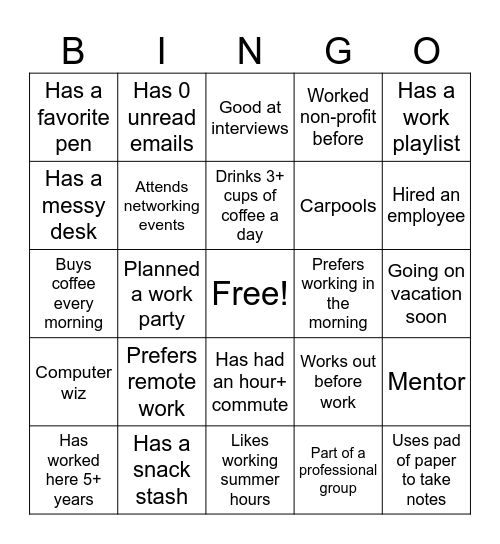 Office Bingo Card