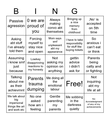 Family reunion Bingo Card