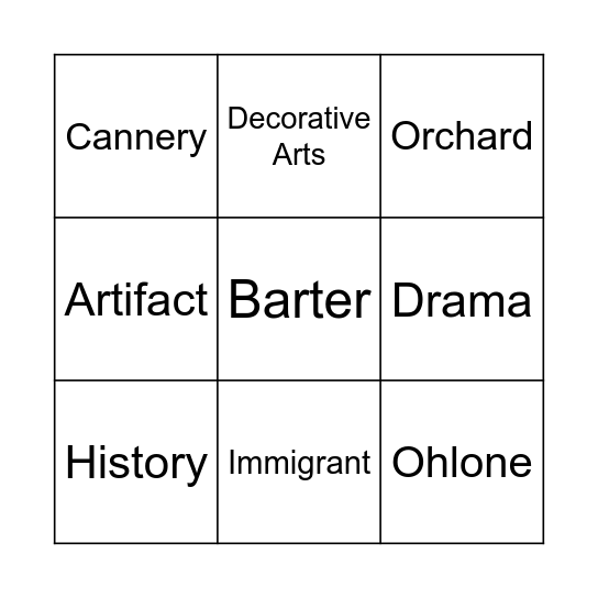 Campbell History Museum 11-word Bingo Card