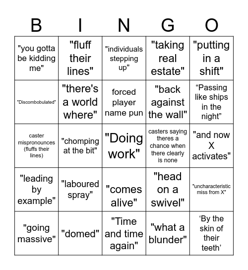 Cs Caster Bingo Card