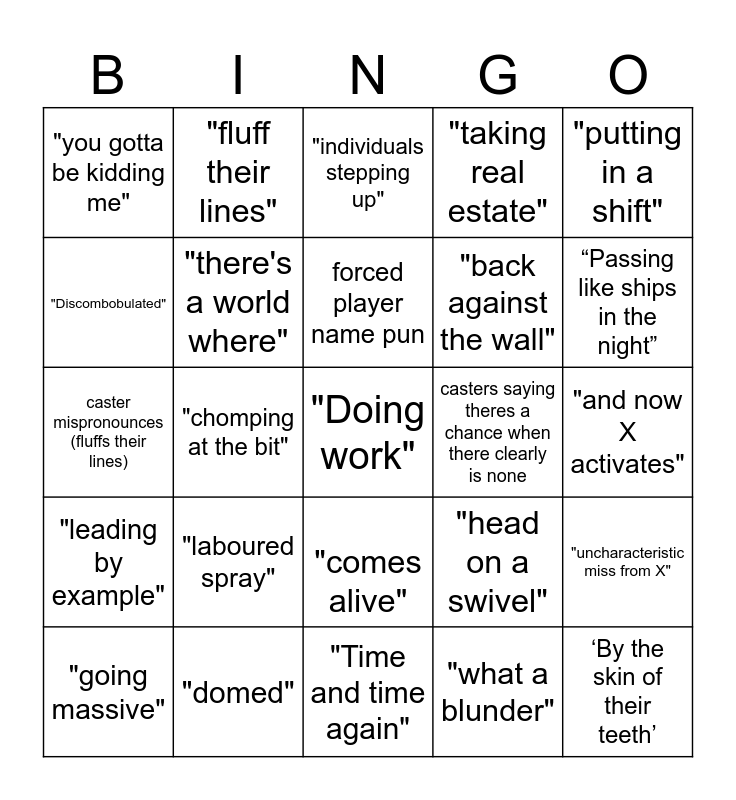 CS CASTER BINGO Card